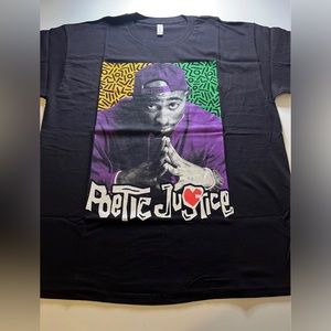 SOLD OUT!!POETIC JUSTICE TUPAC SHAKUR FAN BLACK T-SHIRT